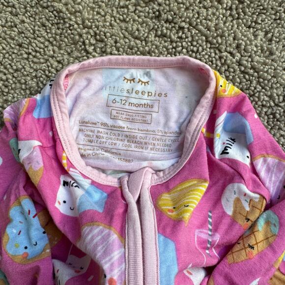 Little Sleepies Cookie and Milk Pink Zippered Footie Size 6-12 months - Picture 4 of 5